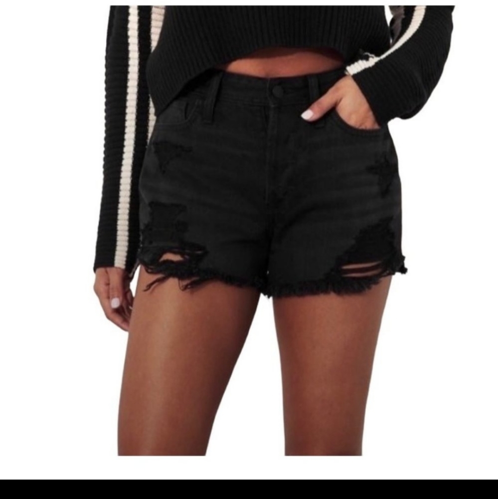 Hollister black 2" short high rise distressed shorts size 5